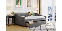 Streamdale Upholstered Daybed With Two Drawers, Wood Slat Support Full Size