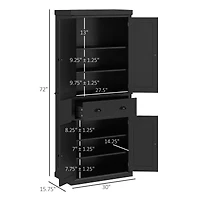 Homcom 72" Kitchen Pantry Storage Cabinet with Drawer, Adjustable Shelves