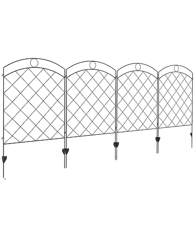 Outsunny 11.4' Garden Fence Steel Border Flower Edging, Pack of 4,