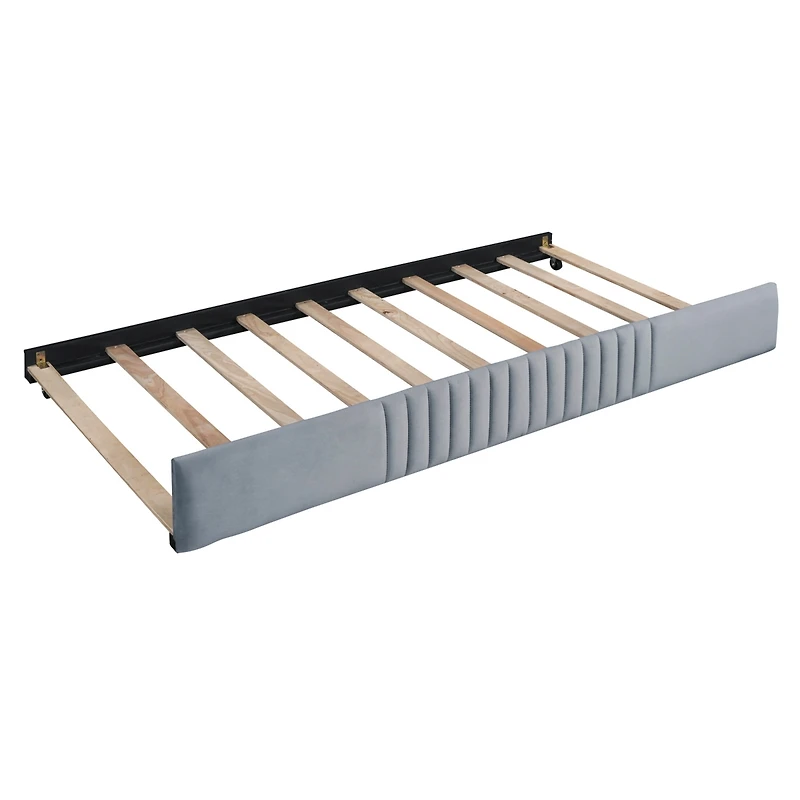 Streamdale Upholstered Daybed Sofa Bed Twin Size With Trundle Bed And Wood Slat