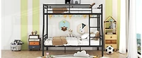 Simplie Fun Full Xl Over Queen Metal Bunk Bed, White