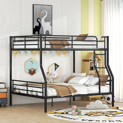 Simplie Fun Full Xl Over Queen Metal Bunk Bed, White