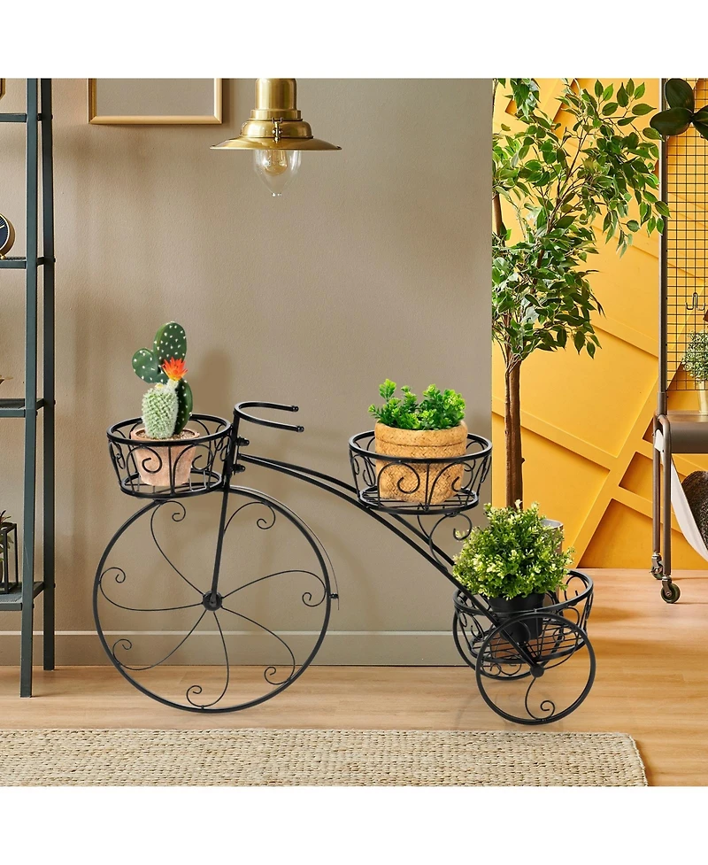Slickblue Tricycle Plant Stand Flower Pot Cart Holder in Parisian Style