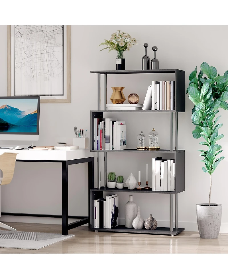 Homcom Bookshelf Bookcase Shelf Storage Wood Furniture Home Office Modern