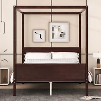 Streamdale Queen Canopy Platform Bed with Headboard (Espresso)