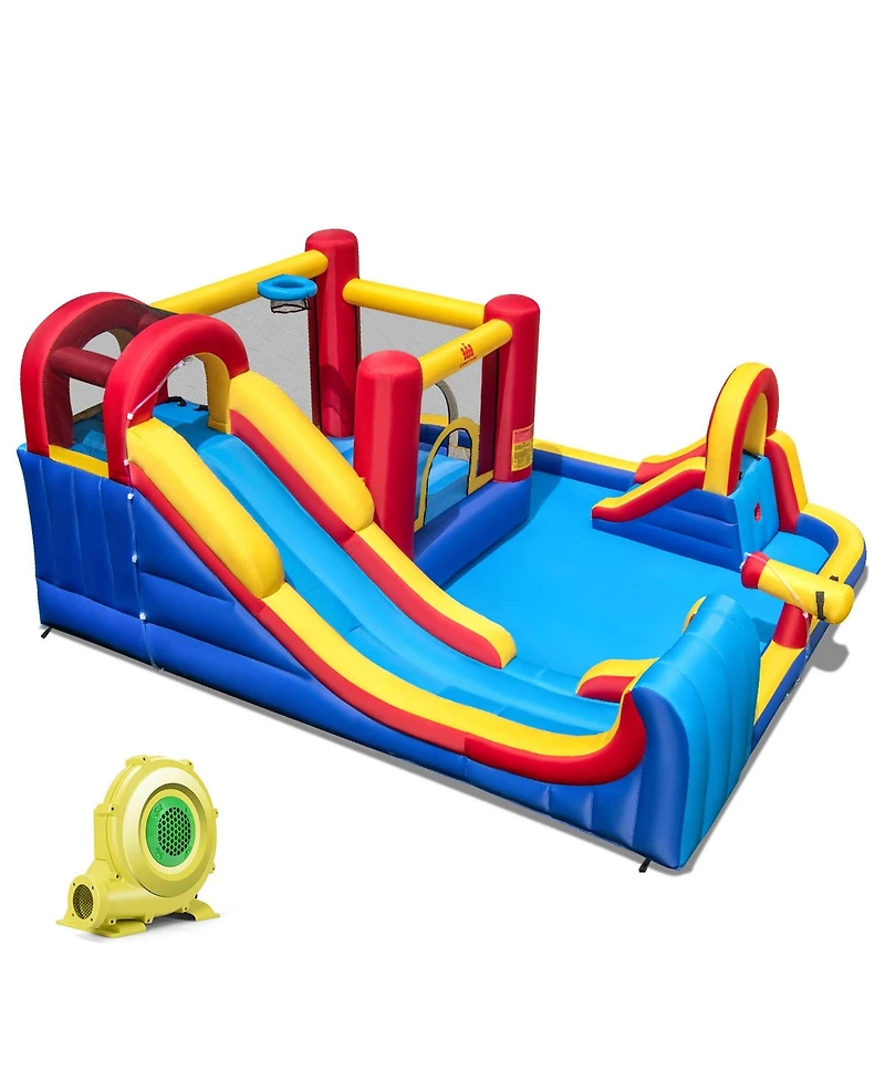 Inflatable Water Slide Giant Kids Water Park with Double Slides & 950W Blower