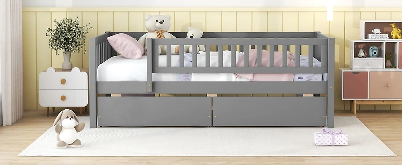 Simplie Fun Twin Daybed Wood Bed With Two Drawers, White