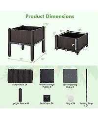 Slickblue 2 Set Elevated Plastic Raised Garden Bed Planter Kit for Flower Vegetable Grow-Brown