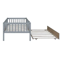 Streamdale Twin Size Wood Daybed With Trundle And Fence Guardrails
