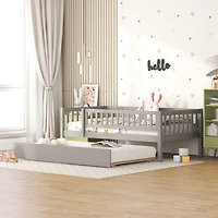 Streamdale Twin Size Wood Daybed With Trundle And Fence Guardrails
