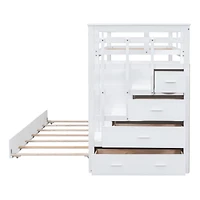 Streamdale Twin Over Bunk Bed With Trundle And Staircase, White