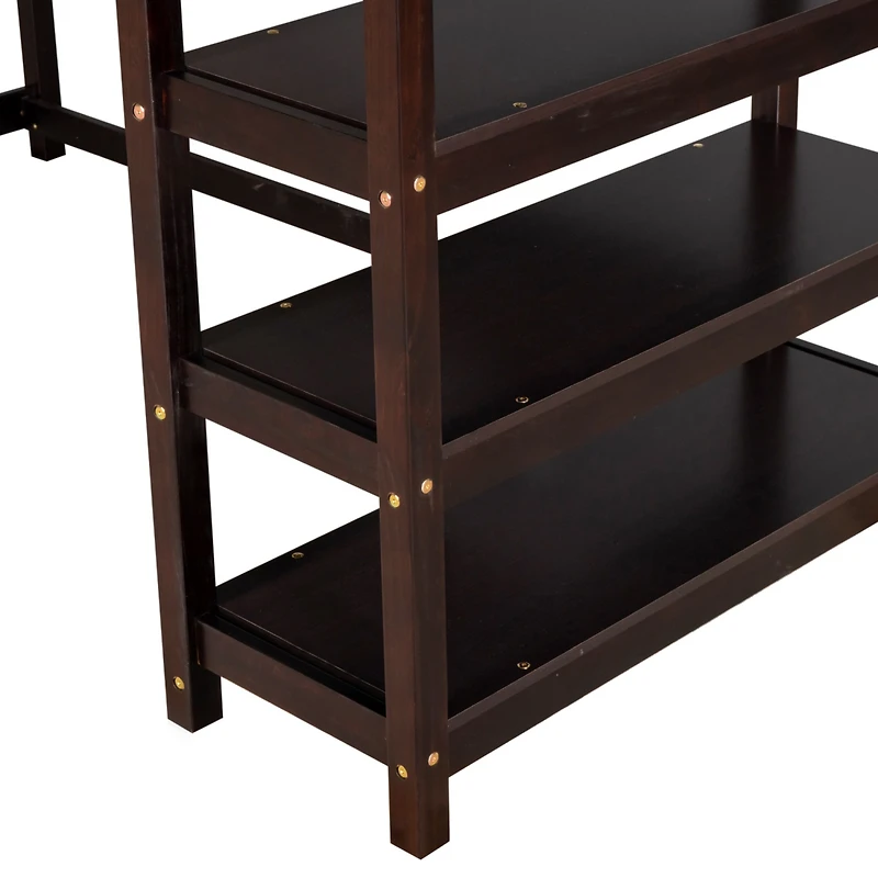 Streamdale Twin Loft Bed With Storage Shelves And Under-Bed Desk