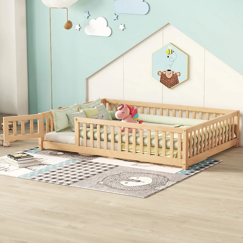 Streamdale Natural Floor Bed with Safety Rails for Kids
