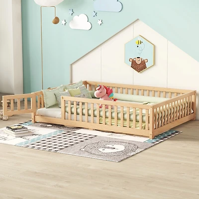 Streamdale Natural Floor Bed with Safety Rails for Kids