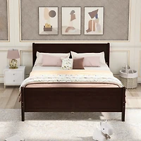 Streamdale Full Wood Platform Bed With Headboard And Wooden Slat Support