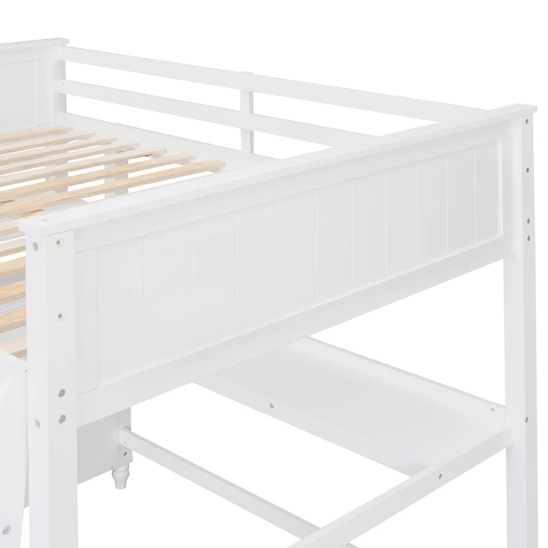 Streamdale Espresso Wooden Loft Bed with Desk and Drawers