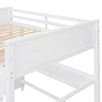 Streamdale Espresso Wooden Loft Bed with Desk and Drawers