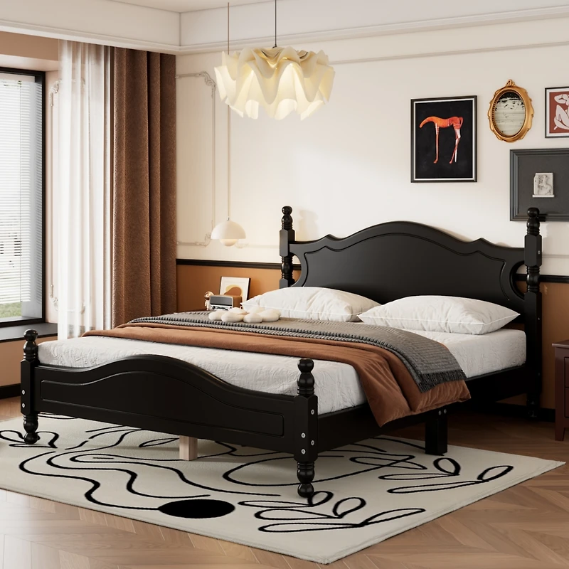 Streamdale Queen Retro Platform Bed with Slat Support