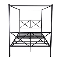 Metal Canopy Bed Frame, Platform Bed Frame Queen With X Shaped Frame Queen