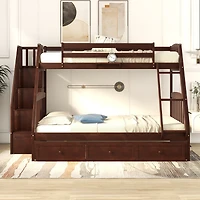 Streamdale Twin-Over-Full Bunk Bed With Drawers, Ladder And Storage Staircase