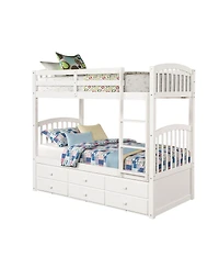 Simplie Fun Twin Bunk Bed With Ladder, Safety Rail, Twin Trundle Bed With 3 Drawers For Teens Bedroom