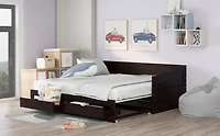 Streamdale 3-in-1 Wooden Daybed with Trundle and Drawers