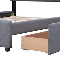 Streamdale Linen Platform Bed with Drawers