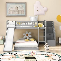 Streamdale Stairway Twin Over Twin Bunk Bed With Two Drawers And Slide