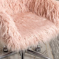 Simplie Fun Modern Faux Fur Home Office Chair, Fluffy Chair For Girls, Makeup Vanity Chair
