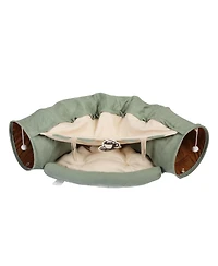 Streamdale Collapsible Cat Tunnel and Bed Bright Green Oasis for Play and Rest