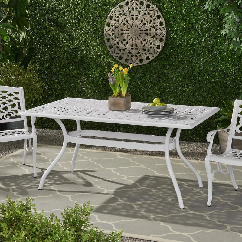 Streamdale Elegant Lattice Design Cast Aluminum Outdoor Dining Table