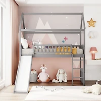 Streamdale Twin Loft Bed With Slide, House Slide