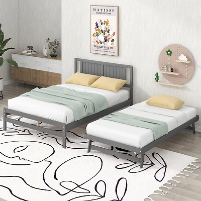 Streamdale Full Platform Bed With Adjustable Trundle
