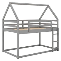 Streamdale Furniture Twin Over Low Bunk Bed, House Bed With Ladder