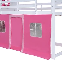Streamdale Twin Bunk Wood House Bed With Elegant Windows, Sills And Tent