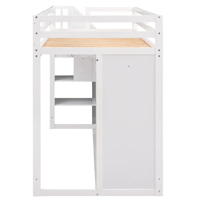 Streamdale 3-Shelf Loft Bed with Storage Units and Ladder