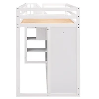 Streamdale 3-Shelf Loft Bed with Storage Units and Ladder