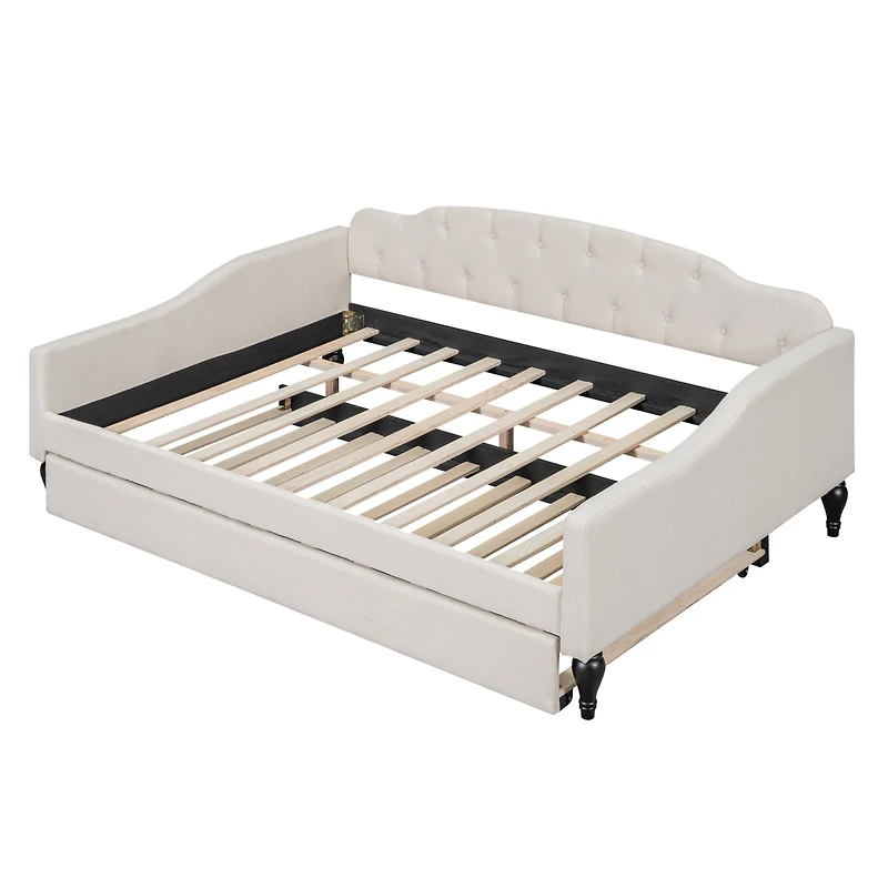 Simplie Fun Full Size Upholstered Tufted Daybed With Twin Size Trundle