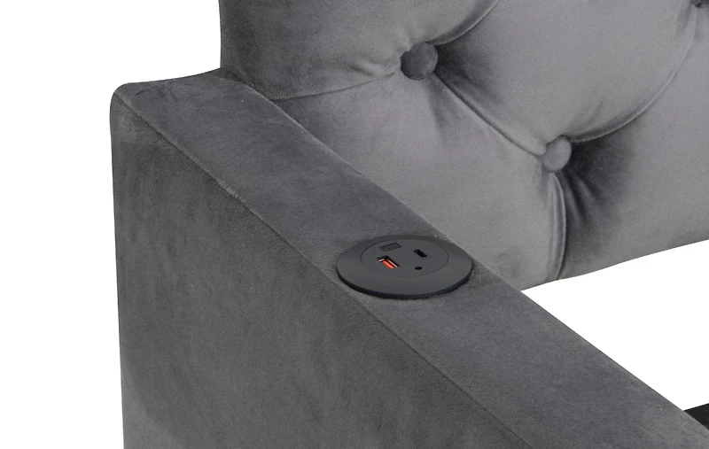 Velvet Upholstered Daybed with Trundle and Usb Charging