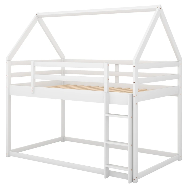 Streamdale Furniture Twin Over Low Bunk Bed, House Bed With Ladder