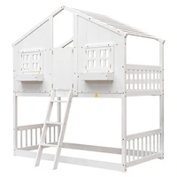 Streamdale Twin Bunk House Bed with Roof and Safety Rails
