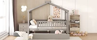 Streamdale Full Size Wooden House Bed With Twin Size Trundle