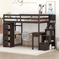Streamdale Twin Loft Bed with Storage, Desk, and Stairs