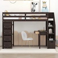 Streamdale Twin Loft Bed with Storage, Desk, and Stairs