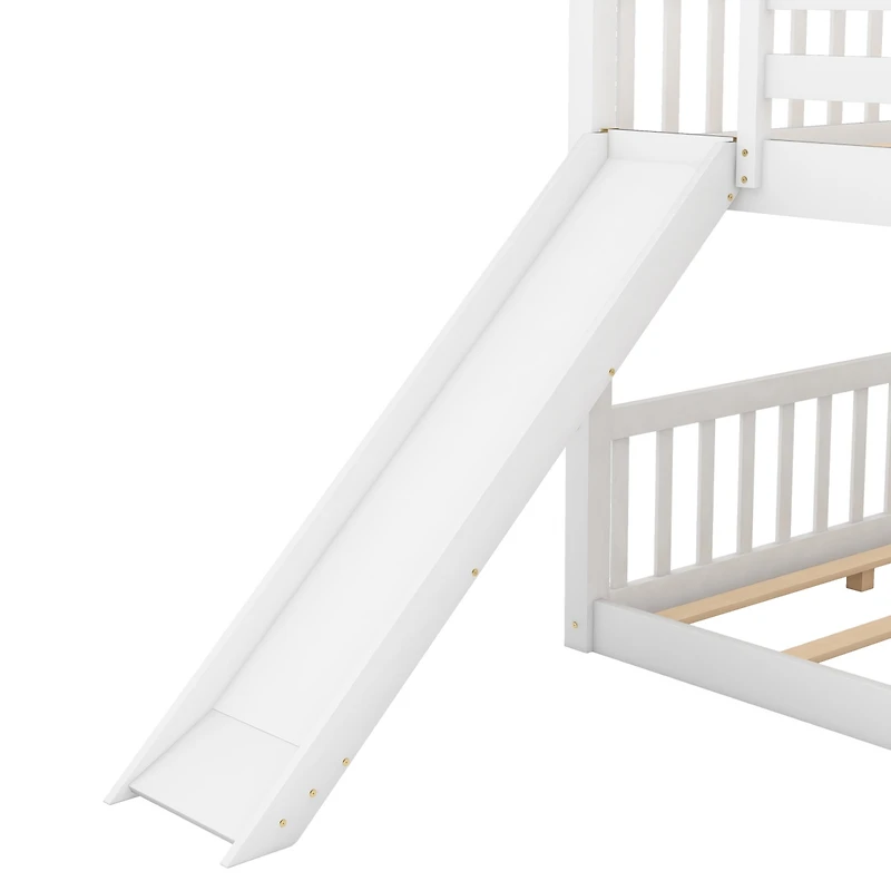 Streamdale Full Over Full Bunk Bed With Convertible Slide And Ladder