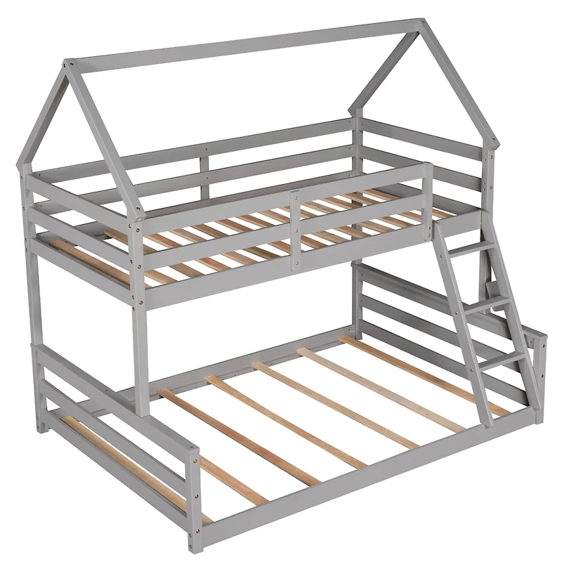 Streamdale Twin Over Full House Bunk Bed With Built-In Ladder
