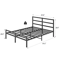 Streamdale Metal Platform Bed Frame with Headboard (Queen)