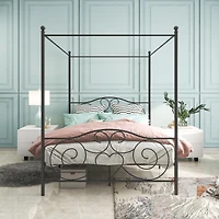 Streamdale Metal Canopy Bed Frame with Vintage Headboard