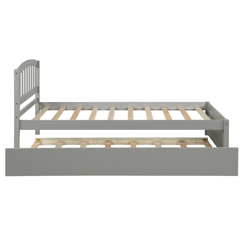Streamdale Twin Platform Bed Wood Frame With Trundle