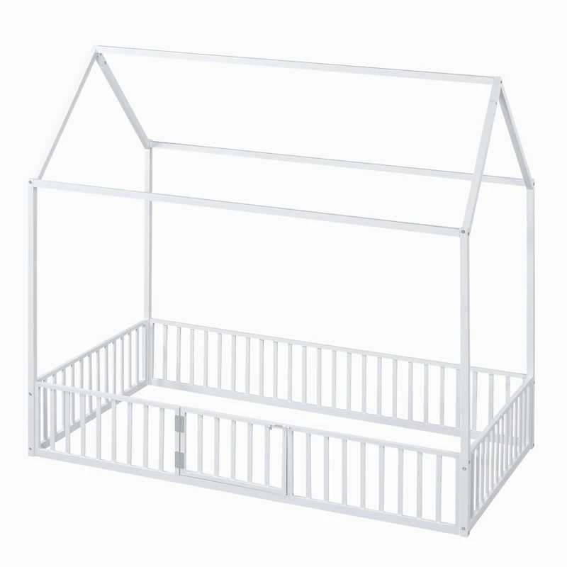 Streamdale Twin Metal House Bed With Fence And Door